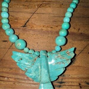 Turquoise Beaded Eagle Pendant Necklace - Women’s Turquoise Jewelry